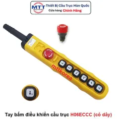 Bộ điều khiển cầu trục có dây 6 nút 2 cấp tốc độ H06ECCC thương hiệu KG AUTO có nút dừng khẩn cấp điện áp 250V, 6A