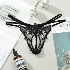 Quần Lót Đính Hạt Lọt Khe Sexy Bonita Phối Hoa Gợi Cảm Chip Nữ Dây Lưng Cao Quyến Rũ - T308 Đen