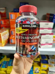 Viên uống giảm đau, hạ sốt Kirkland Signature Extra Strength Acetaminophen Gelcaps, hàm lượng 500 mg.