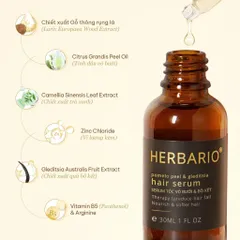 Serum mọc tóc Vỏ Bưởi và Bồ Kết Herbario 30ml phiên bản nâng cấp dưỡng nang tóc