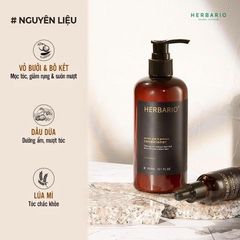 Combo Dầu gội thảo dược sạch gàu 5T Herbario 250ml + Dầu xả vỏ bưởi bồ kết Herbario 300ml