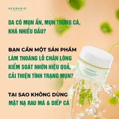 Mặt nạ Rau má & Diếp cá  herbario 30ml sạch mụn vegan mỹ phẩm thuần chay
