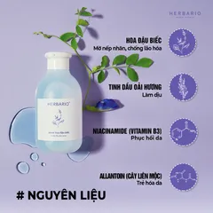 Toner nước cân bằng da Hoa Đậu Biếc herbario 200ml thuần chay cấp ẩm, chống lão hóa
