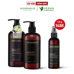Bộ đôi Dầu GỘI XẢ bồ kết & vỏ bưởi Herbario 300ml TẶNG xịt dưỡng Herbario 100ml