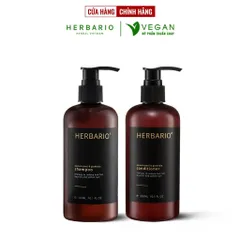 Bộ đôi Dầu GỘI XẢ bồ kết & vỏ bưởi Herbario 300ml TẶNG xịt dưỡng Herbario 100ml
