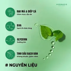 Mini size - Sữa rửa mặt Rau má & Diếp cá herbario 50ml sạch mụn thuần chay