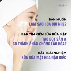 [ HÀNG TẶNG KHÔNG BÁN] Sữa rửa mặt tạo bọt hoa đậu biếc herbario 100ml thuần chay cấp ẩm