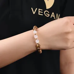 Vòng tay VEGAN trầm hương thuần chay mix 3 đá theo mệnh Kim, Mộc, Thủy, Hỏa, Thổ 8mm 21 hạt
