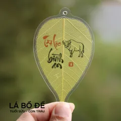 Lá bồ đề 12 con giáp VEGAN thuần chay Bình An, Tài Lộc để ốp lưng, móc khoá