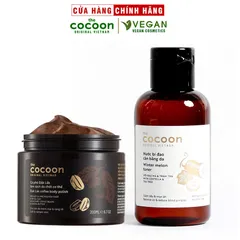 Combo Toner bí đao cân bằng da cocoon 140ml + Cà phê đắc lắc sạch da chết cocoon 200ml HŨ