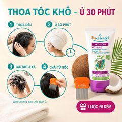 [Puressentiel] Dầu Gội Mặt Nạ Anti-Poux 2 Trong 1 150ml Kèm Lược – Hỗ Trợ Loại Bỏ Chấy Từ 3 Tuổi