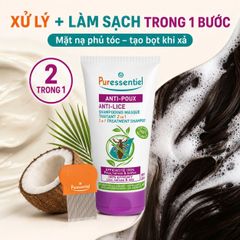 [Puressentiel] Dầu Gội Mặt Nạ Anti-Poux 2 Trong 1 150ml Kèm Lược – Hỗ Trợ Loại Bỏ Chấy Từ 3 Tuổi