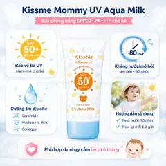Sữa chống nắng Kissme Mommy SPF50+ PA++++ dưỡng ẩm kháng nước 80 phút cho bé từ 6 tháng 50g