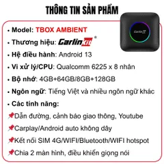 [TẶNG SÒ LẠNH] Android box cho ô tô Carlinkit Tbox Ambient, Qualcomm Snapdragon 6225 8 nhân