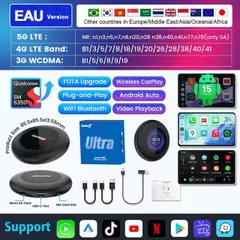 Android box ô tô Carlinkit Tbox Ultra, Chip Qualcomm SM6350, Android 15, 8GB+128GB, Wireless Carplay