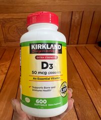 Viên uống Vitamin D3 hãng Kirkland 50mcg 2000IU 600 viên của Mỹ