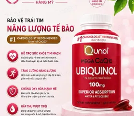 Hàng Mỹ - Qunol Mega CoQ10 Ubiquinol 100mg 120 Viên - Hỗ Trợ Tim Mạch, Tăng Cường Năng Lượng Và Chống Oxy Hóa