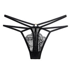 Quần Lọt Khe Sexy Phối Dây Chéo Quyến Rũ Gợi Cảm Quần Lót Ren Xuyên Thấu Tôn Dáng - T341 Đen