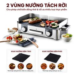 Bếp nướng điện WMF Lono Master Grill 2400W 2 vùng chỉnh nhiệt, nội địa Đức