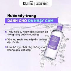 Nước Tẩy Trang Dành Cho Da Nhạy Cảm Klairs Supple Preparation Unscented Cleansing Water 400ml