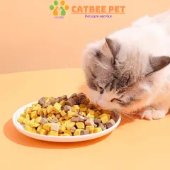 Thịt sấy mix gà viên, gan vịt viên, cỏ mèo viên sấy thăng hoa cho chó mèo hamster bổ sung dinh dưỡng