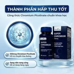 Viên uống giúp cân bằng đường huyết, giảm cholesterol Super Chromium 250mcg NatureCare (90 viên)
