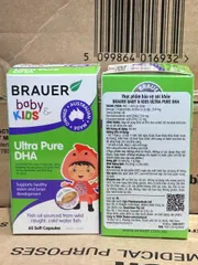 Viên nhai Brauer Baby & Kids Ultra Pure DHA |60 viên| Phát triển trí não - Hoàn thiện thị lực & Tăng cường hệ miễn dịch cho trẻ từ 7 tháng tuổi trở lên