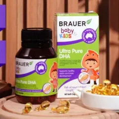 Viên nhai Brauer Baby & Kids Ultra Pure DHA |60 viên| Phát triển trí não - Hoàn thiện thị lực & Tăng cường hệ miễn dịch cho trẻ từ 7 tháng tuổi trở lên