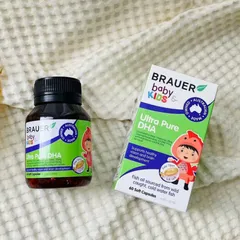 Viên nhai Brauer Baby & Kids Ultra Pure DHA |60 viên| Phát triển trí não - Hoàn thiện thị lực & Tăng cường hệ miễn dịch cho trẻ từ 7 tháng tuổi trở lên