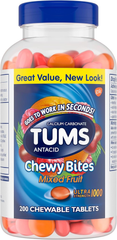 Viên nhai kháng axit TUMS Chewy Bites, giảm chứng ợ nóng, hương vị trái cây hỗn hợp, 200 viên