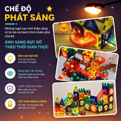 Bộ xếp hình nam châm ánh sáng Colorful Magnetic 131 chi tiết phát triển tư duy Stem Thế giới đồ chơi 1104