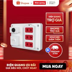 Ổ cắm Điện Quang ĐQ ESK 32 SW (3 lỗ 1 công tắc, có nắp che an toàn, màu trắng, không dây) chính hãng
