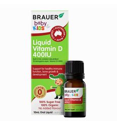 Brauer Baby & Kids Liquid Vitamin D3 400 IU |10 mL| dạng giọt - Nâng cao hệ miễn dịch & Tăng cường sức khỏe cho tổ chức cơ/xương [S/P Chuẩn Úc]