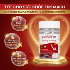 Viên uống hỗ trợ tốt cho tim mạch, giảm cholesterol máu Co Enzyme Q10 & Evening primrose (30 viên)