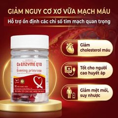 Viên uống hỗ trợ tốt cho tim mạch, giảm cholesterol máu Co Enzyme Q10 & Evening primrose (30 viên)