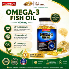 Viên uống Dầu cá  Pharmekal omega 3 fish oil 1000mg - Hỗ trợ trí não và thị lực (H100 viên)
