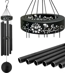 Com bo 2 chiếc - Chuông gió, dùng trang trí nhà ở, sân vườn, chất liệu hợp kim nhôm sơn tĩnh điện, model RX438-2, kt (37.5*10)cm, nsx Dongyang Yijia Handicrafts Co., Ltd., mới 100%