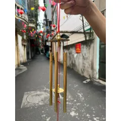 Chuông gió 6 thanh Trơn Dài 144cm, thanh chuông 54cm - Đồng nguyên chất Decor