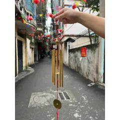 Chuông gió 6 thanh Trơn Dài 144cm, thanh chuông 54cm - Đồng nguyên chất Decor