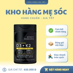 Viên Uống Bổ Sung Vitamin D3+K2 5000IU Thực Vật - Hỗ Trợ Xương Khớp, Tim Mạch & Miễn Dịch - Không Gluten