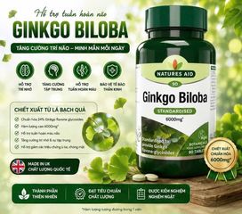 [Nhập khẩu] Viên uống bổ não Natures Aid Ginkgo Biloba 6000mg (Hộp 90 viên)