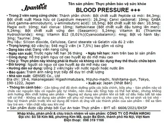 Viên uống hỗ trợ giảm nguy cơ cao huyết áp do mỡ máu cao Blood Pressure+++ Jpanwell (60 viên)