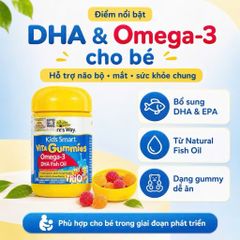 (Úc) Kẹo Dẻo Omega 3 Nature's Way Vita Gummies Cho Bé Từ 2 Tuổi Chính Hãng Hỗ Trợ Phát Triển Não Bộ, Thị Lực, Không Tanh