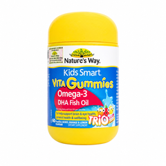 (Úc) Kẹo Dẻo Omega 3 Nature's Way Vita Gummies Cho Bé Từ 2 Tuổi Chính Hãng Hỗ Trợ Phát Triển Não Bộ, Thị Lực, Không Tanh