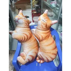 Gối ôm 3D hình mèo mướp màu cam (gối ôm thú bông) size 60cm