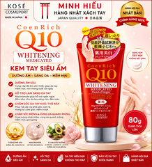 Kem Dưỡng Da Tay Kose CoenRich Q10 Whitening 80g Nhật Bản Giúp Tay Mềm Mịn, Căng Ẩm, Hỗ Trợ Sáng Da