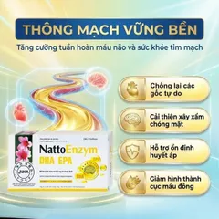 Viên uống NattoEnzym DHA EPA DHG Pharma hỗ trợ giảm nguy cơ đột quỵ do huyết khối (2 vỉ x 10 viên)