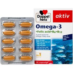 Viên uống hỗ trợ mạch máu khỏe mạnh Omega-3 + Folic acid + B6 + B12 (3 vỉ x 10 viên)