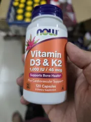 NOW Vitamin D3 & K2 1,000 IU / 45 mcg Hỗ trợ Sức khỏe Xương và Tim mạch 120 Viên Nang Thực phẩm bổ sung