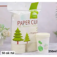 set 50 cốc giấy 250ml – tiện lợi, an toàn, thân thiện với môi trường